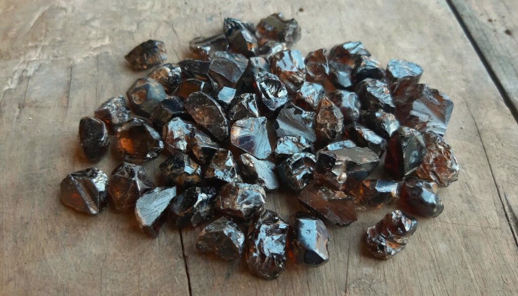 Natural unheated, brown and red zircon from Cambodia